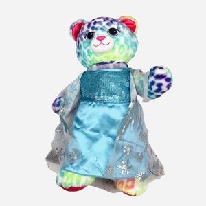 Build A Bear Workshop 17" Rainbow Leopard Plush Stuff Animal 2016 W/ Elsa Dress